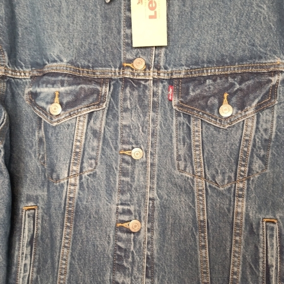 LEVI'S Logo Waistband Denim Jacket Sz S - Picture 7 of 7